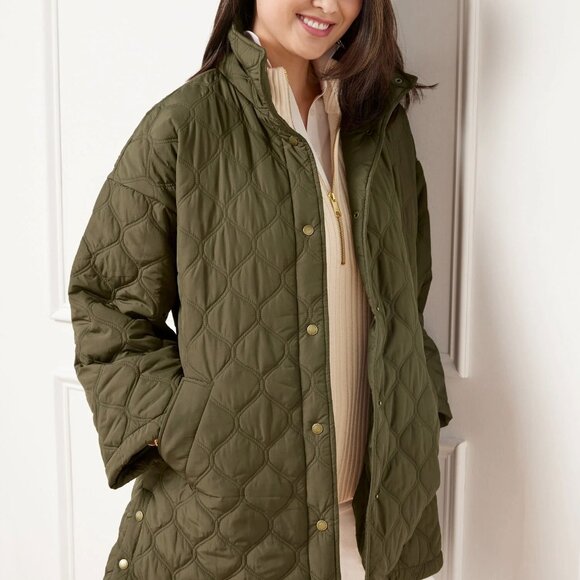 Talbots Jackets & Blazers - Talbots Quilted Capelet Jacket Olive Green Size 2X